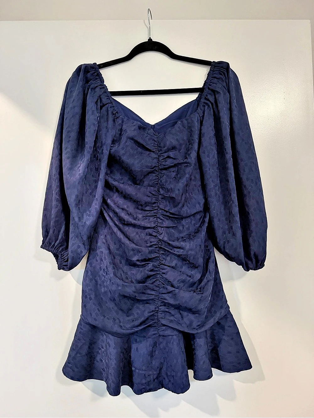 ASTR Blue Sweetheart Neck Jacquard Mini Dress